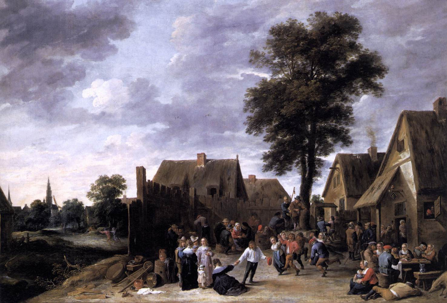 The Kermess at the Half Moon Inn, vintage artwork by David Teniers (II), 12x8" (A4) Poster