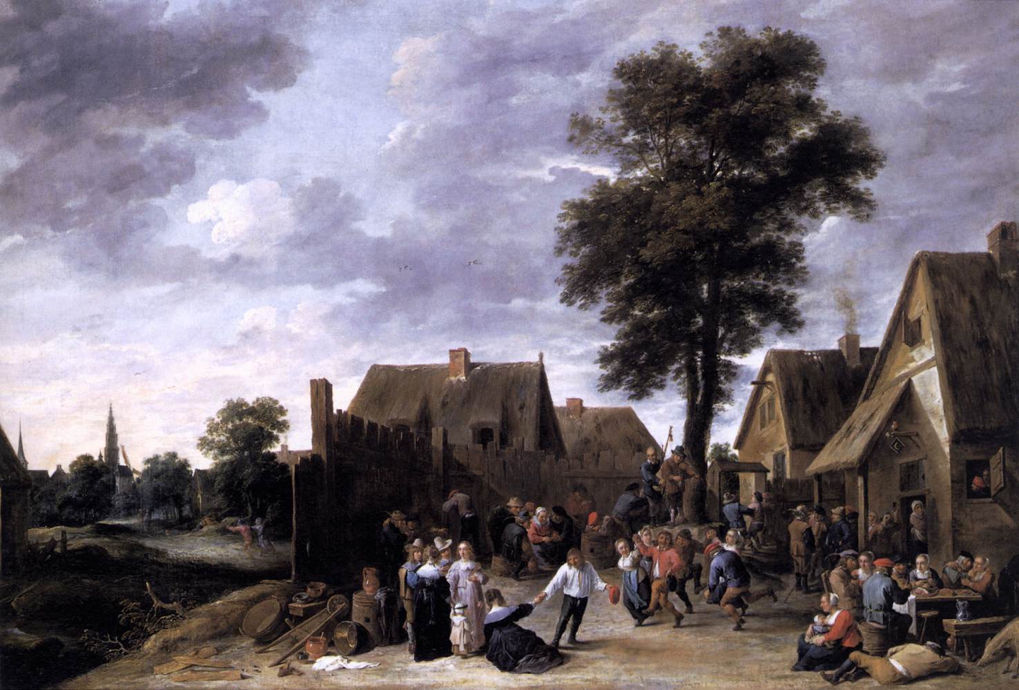 The Kermess at the Half Moon Inn, vintage artwork by David Teniers (II), 12x8" (A4) Poster
