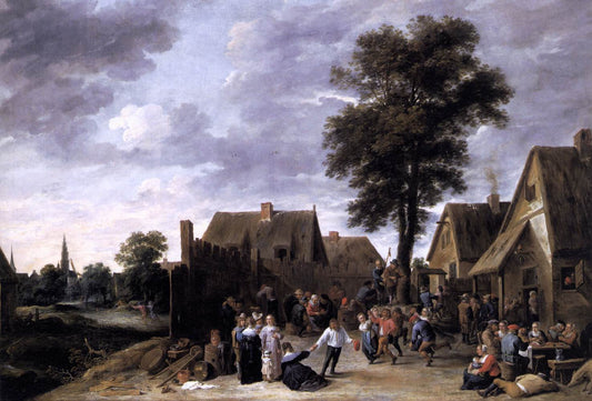 The Kermess at the Half Moon Inn, vintage artwork by David Teniers (II), 12x8" (A4) Poster