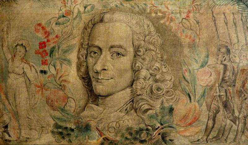 Francois Marie Arouet de Voltaire (1694–1778), vintage artwork by William Blake, 12x8" (A4) Poster