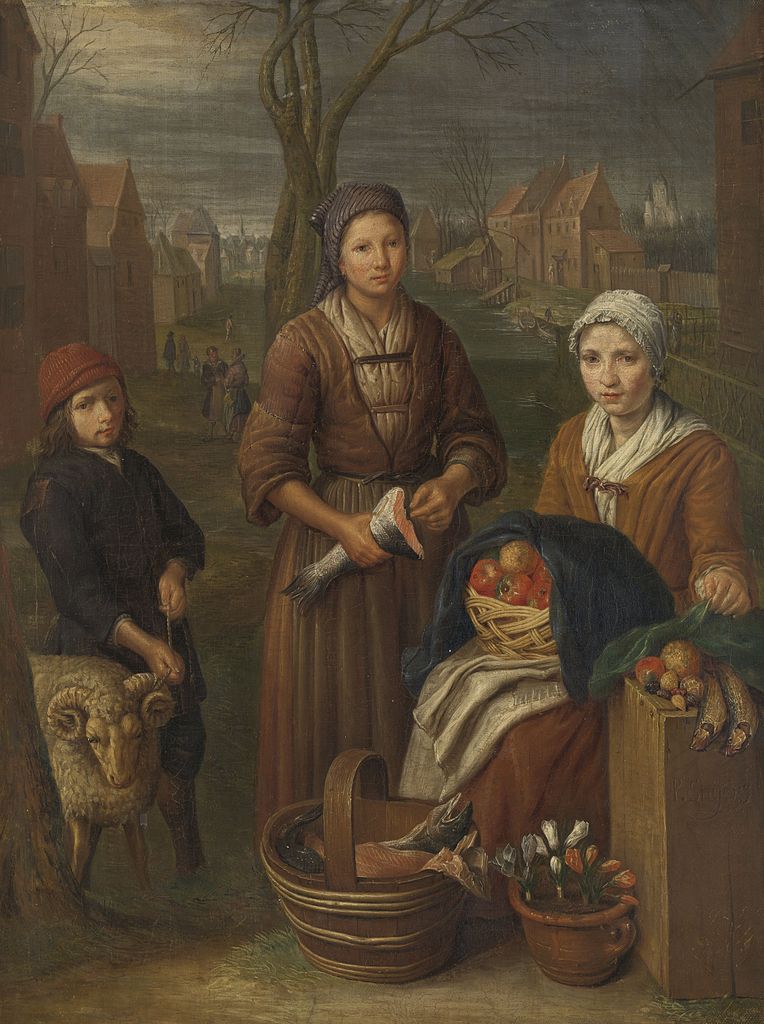 The Woman Peddler, vintage artwork by Peeter Snyers, 12x8" (A4) Poster