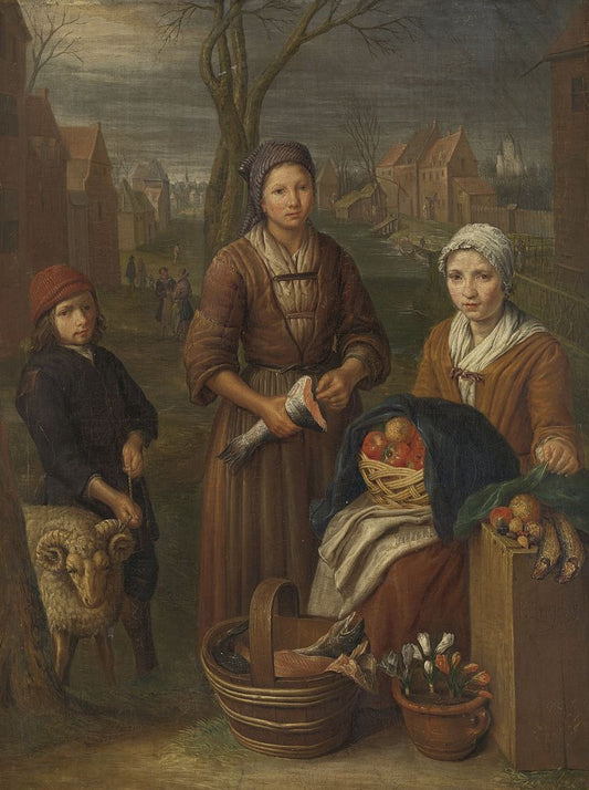 The Woman Peddler, vintage artwork by Peeter Snyers, 12x8" (A4) Poster