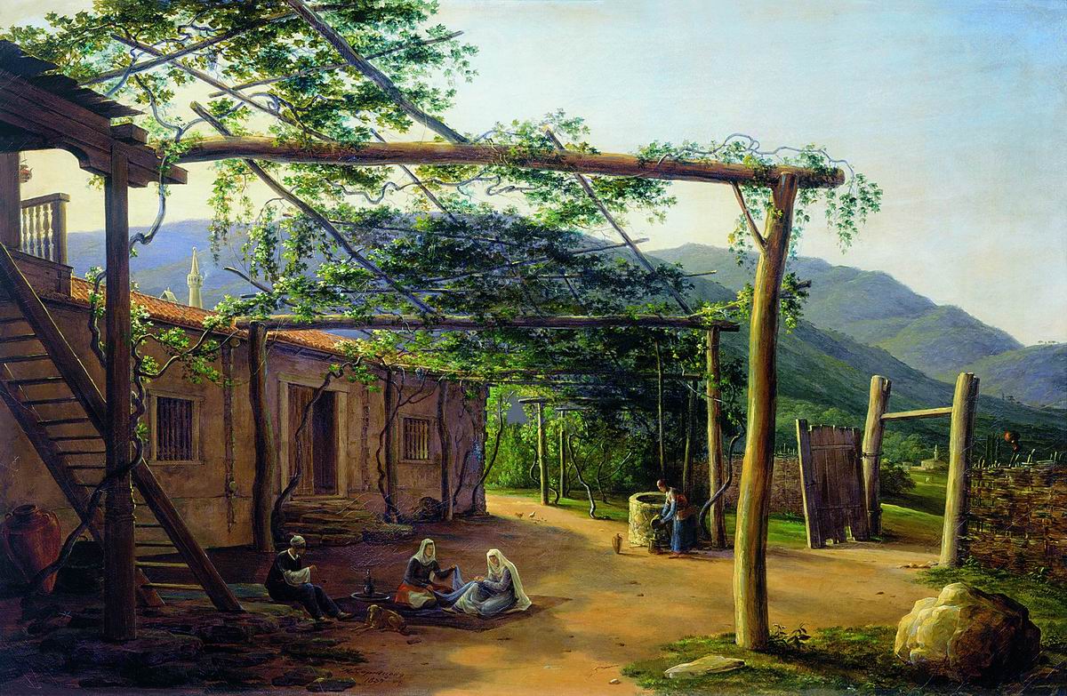 Tatar Courtyard in Crimea, vintage artwork by Nikanor Chernetsov, A3 (16x12") Poster Print