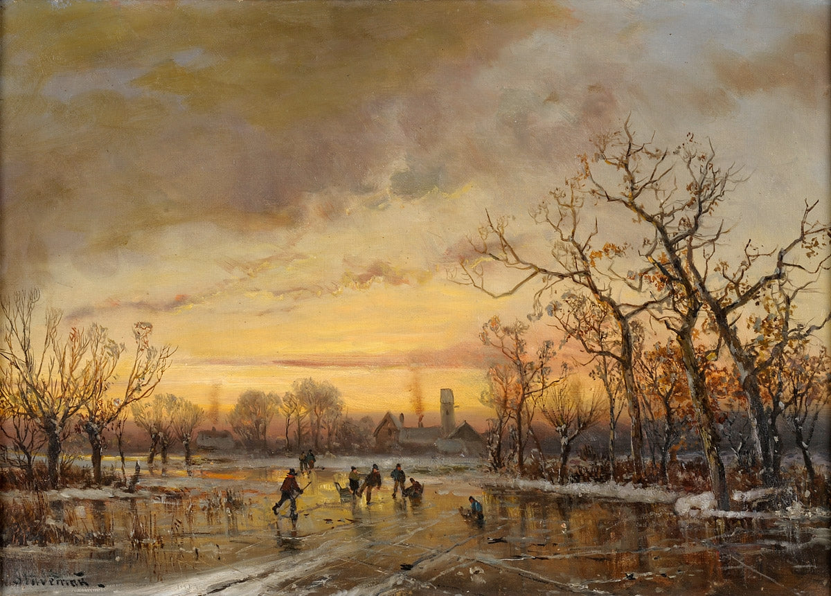 Winter Fun, vintage artwork by Adolf Stademann, 12x8" (A4) Poster