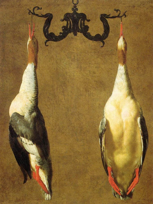 Two Hanged Teals, vintage artwork by Cesare Dandini, 12x8" (A4) Poster