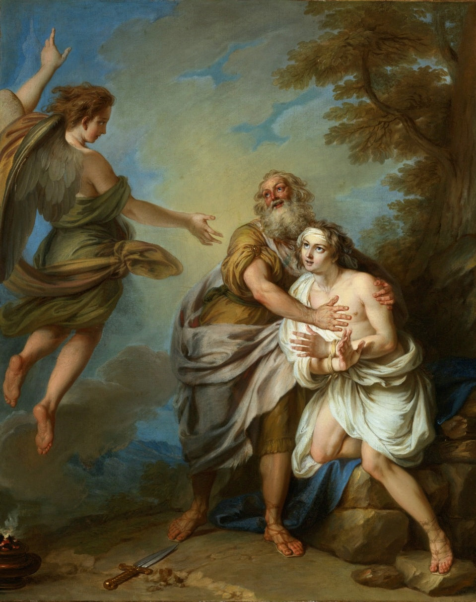 Abraham and the Angel (study), vintage artwork by Charles-Antoine Coypel IV, 12x8" (A4) Poster