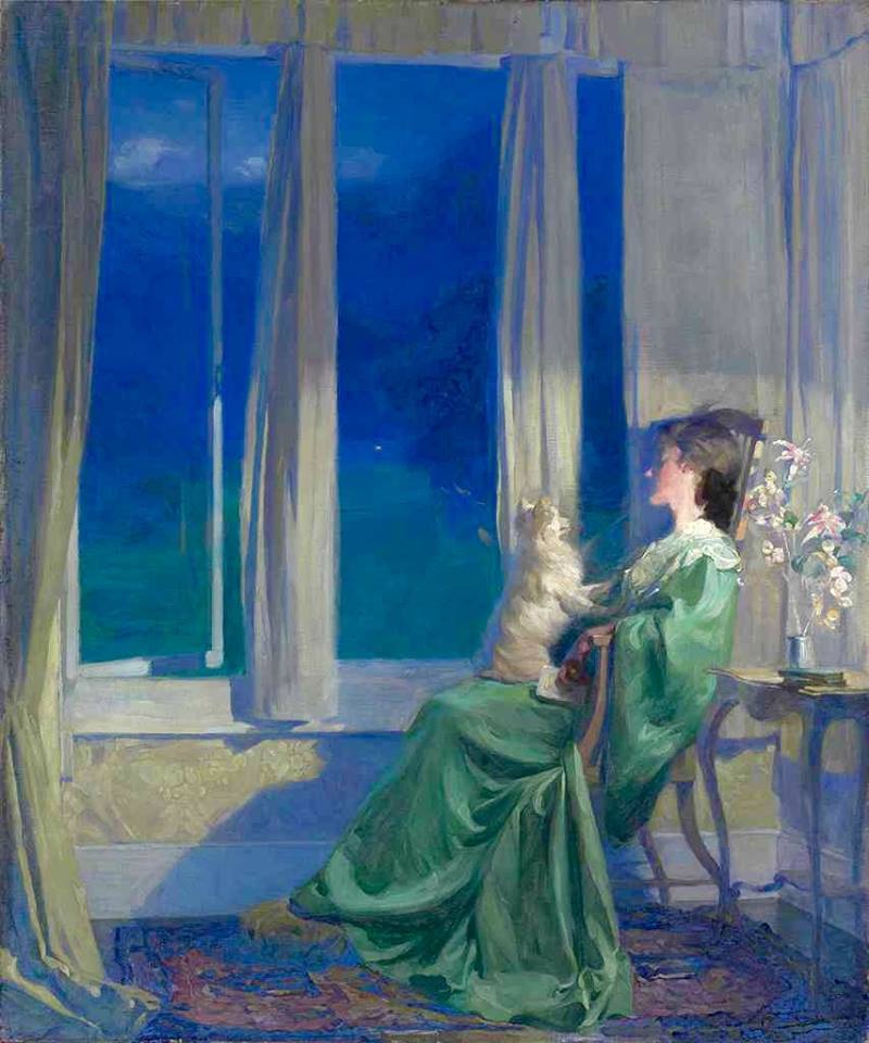 When the blue evening slowly falls, vintage artwork by Frank Bramley, R.A., 12x8" (A4) Poster