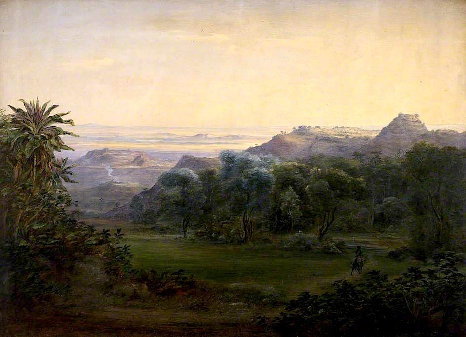 Afforbina, near Ankobar, 1842, vintage artwork by Johann Martin Bernatz, A3 (16x12") Poster Print