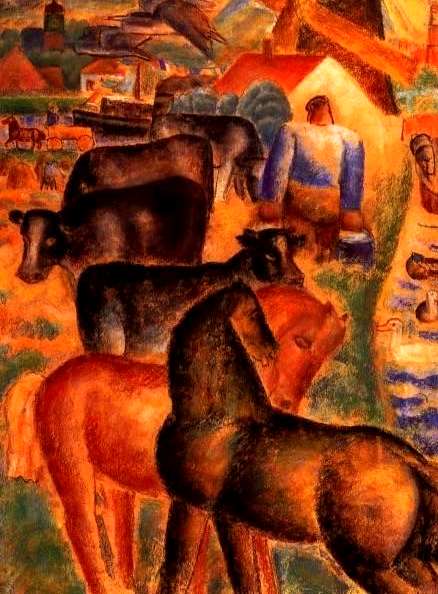 Milking Time on the Farm, vintage artwork by Leo Gestel, 12x8" (A4) Poster