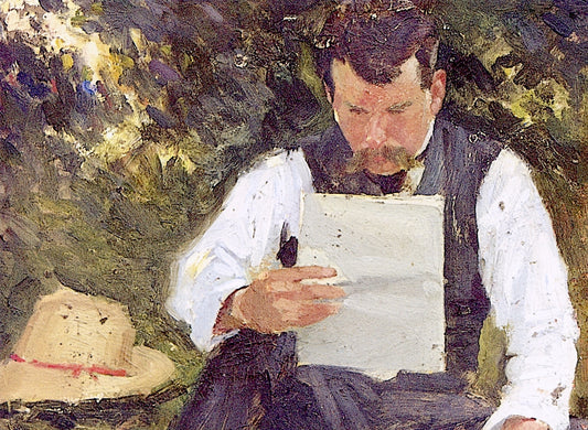 The Artist's Brother (Ferdinand?) Reading, vintage artwork by Pierre Adolphe Valette, 12x8" (A4) Poster