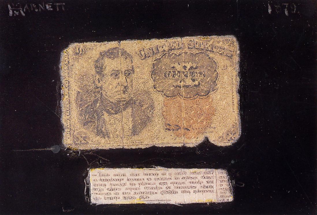 Still Life: Ten-Cent Bill, vintage artwork by William Michael Harnett, 12x8" (A4) Poster