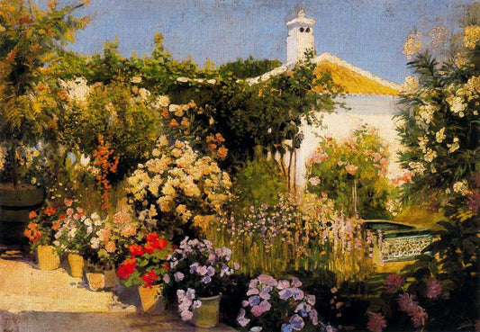 Garden of Calvo Lozano, vintage artwork by Adolfo Lozano Sidro, 12x8" (A4) Poster