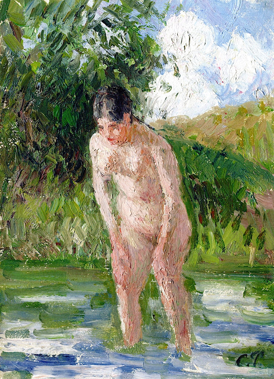 Bather, Feet in the Water, vintage artwork by Camille Pissarro, 12x8" (A4) Poster