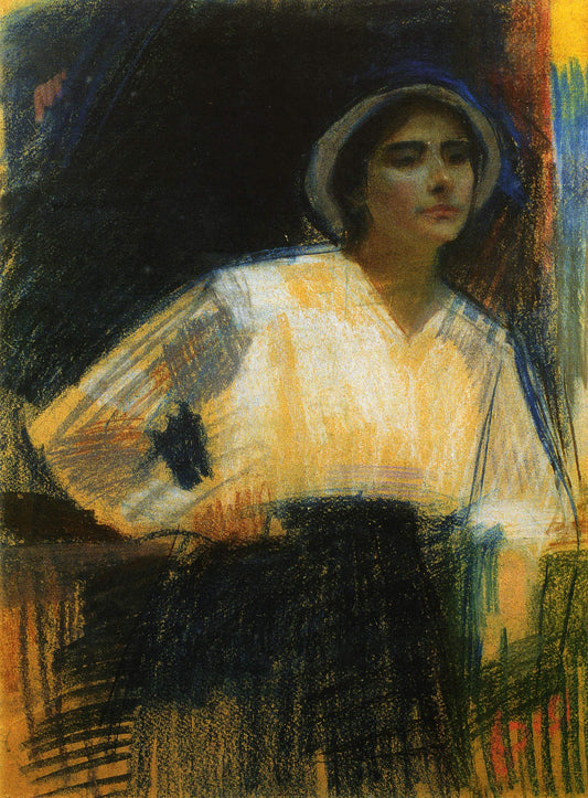 Portrait of Painter Frida Meerson, vintage artwork by Alexander Murashko, 12x8" (A4) Poster