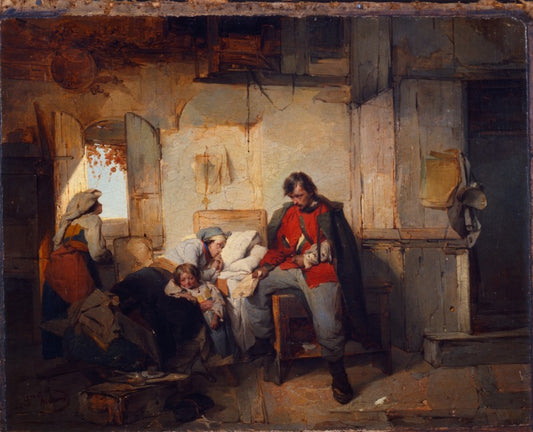 The Wounded Soldier, vintage artwork by Domenico Induno, A3 (16x12") Poster Print