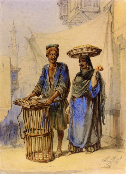 The Orange Seller, Cairo, vintage artwork by Count Amadeo Preziosi, A3 (16x12") Poster Print
