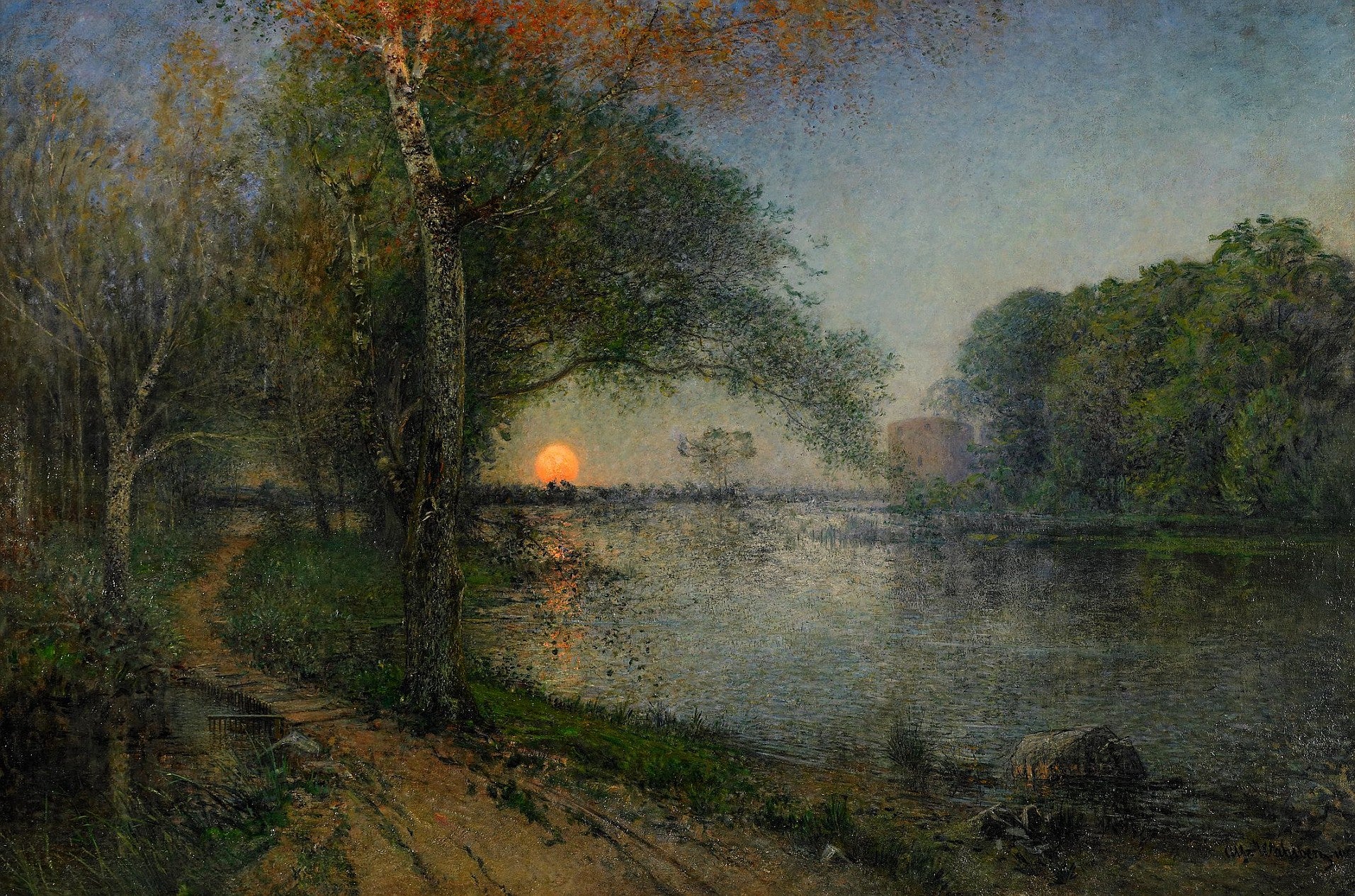 Moonrise at Kronoberg, vintage artwork by Alfred Wahlberg, 12x8" (A4) Poster