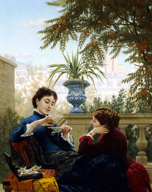 The Chinese Game, vintage artwork by Louis Emile Pinel de Grandchamp, 12x8" (A4) Poster