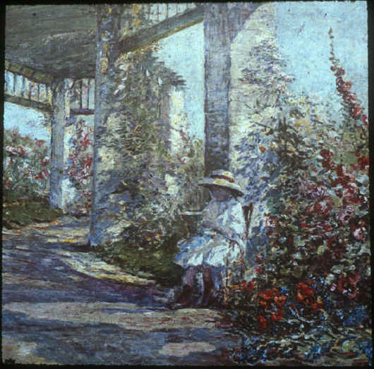 Little Girl in the Garden, vintage artwork by Anna Boch, 12x8" (A4) Poster