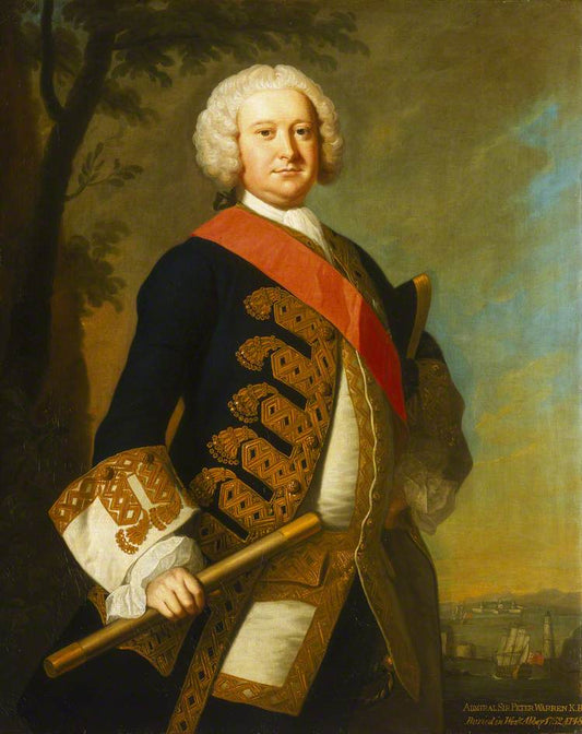 Admiral Sir Peter Warren, vintage artwork by Thomas Hudson, 12x8" (A4) Poster