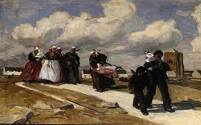 A Gust of Wind, vintage artwork by Lucien Simon, 12x8" (A4) Poster