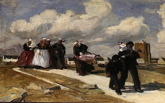 A Gust of Wind, vintage artwork by Lucien Simon, 12x8" (A4) Poster