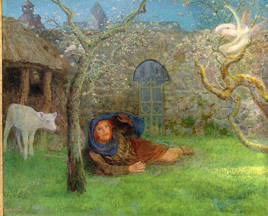 Caedmon's Awakening, vintage artwork by Arthur Hughes, 12x8" (A4) Poster