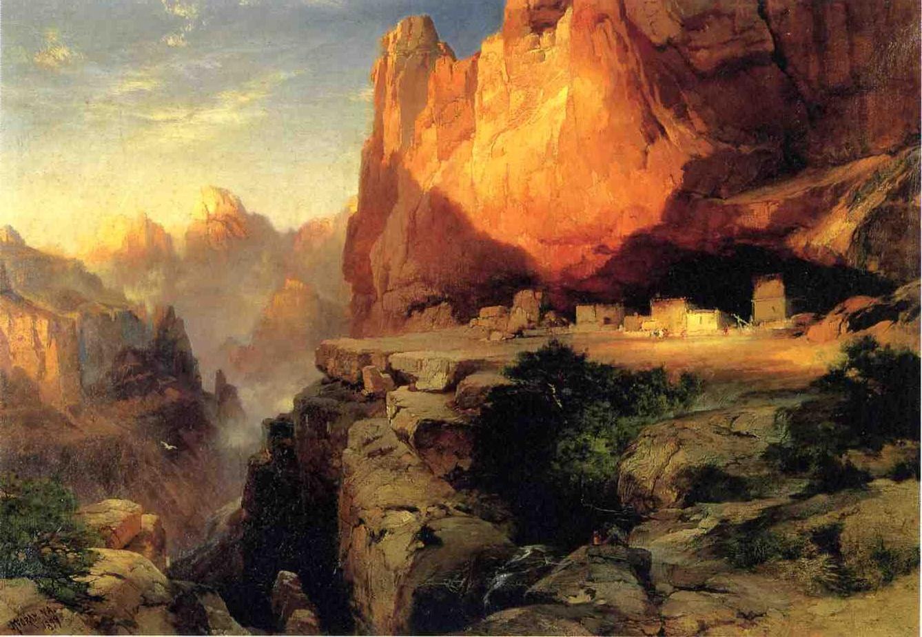 Cliff Dwellers, vintage artwork by Thomas Moran, 12x8" (A4) Poster