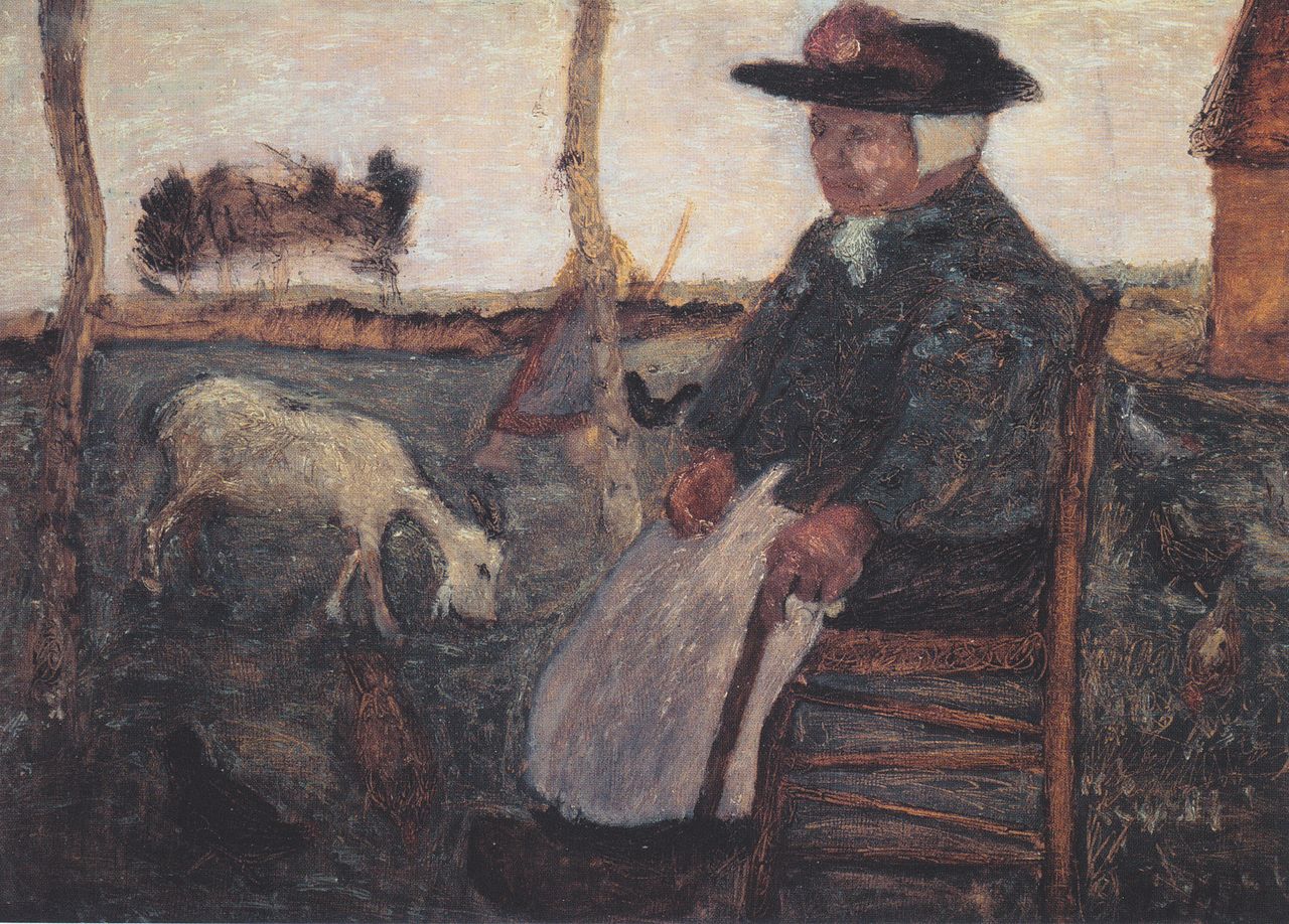 Old farmer with a goat by Paula Modersohn-Becker,16x12(A3) Poster