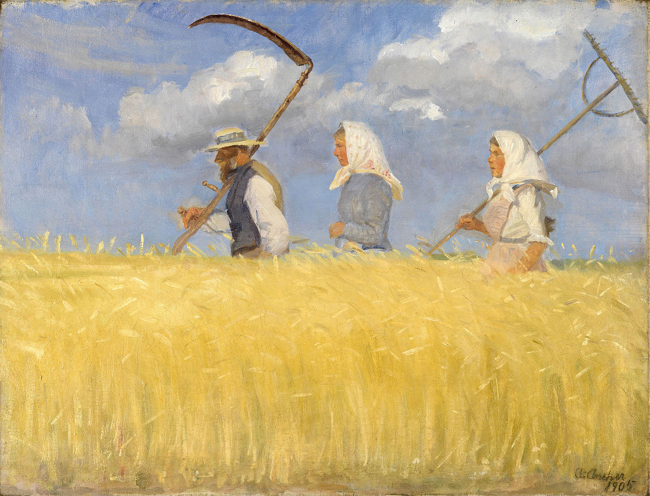 Harvesters, vintage artwork by Anna Ancher, 12x8" (A4) Poster