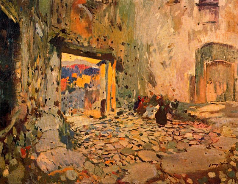 El portal de la Vileta, vintage artwork by Joaquin Mir  Trinxet, 12x8" (A4) Poster