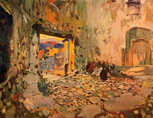 El portal de la Vileta, vintage artwork by Joaquin Mir  Trinxet, 12x8" (A4) Poster