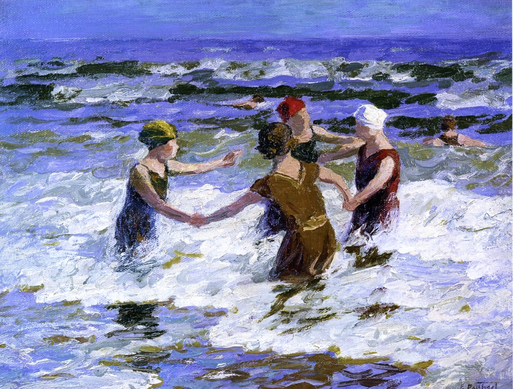 Beach Fun, vintage artwork by Edward Henry Potthast, 12x8" (A4) Poster