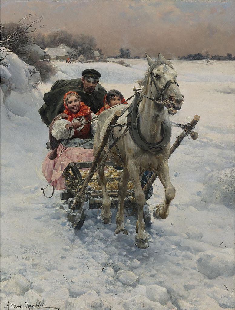 A Merry Ride, vintage artwork by Alfred von Wierusz-Kowalski, 12x8" (A4) Poster