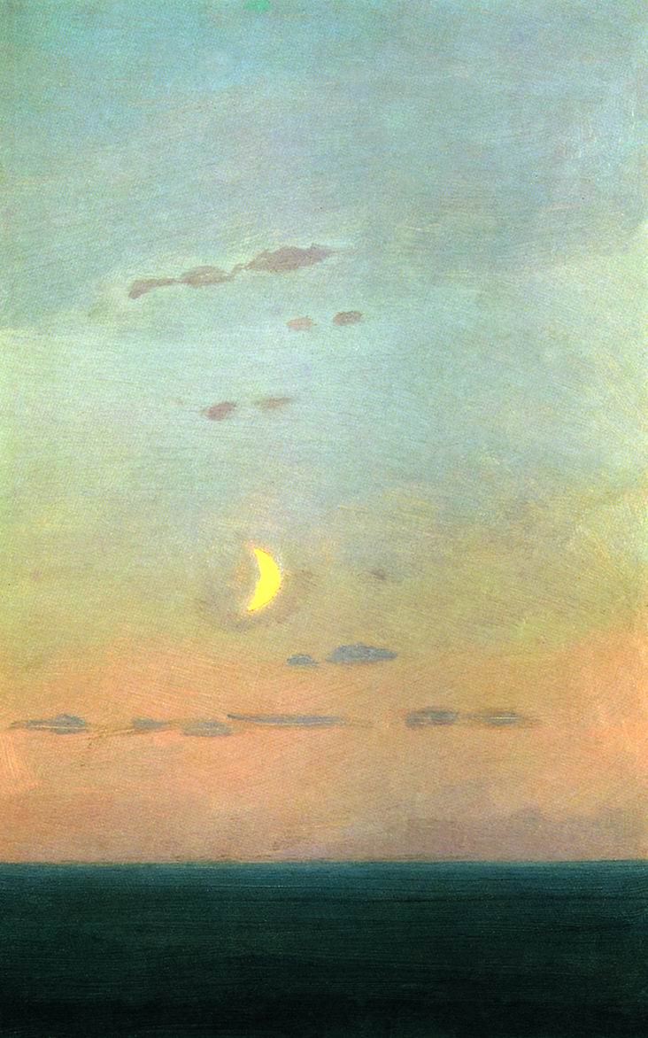 Moon, vintage artwork by Arkhip Ivanovich Kuindzhi, 12x8" (A4) Poster