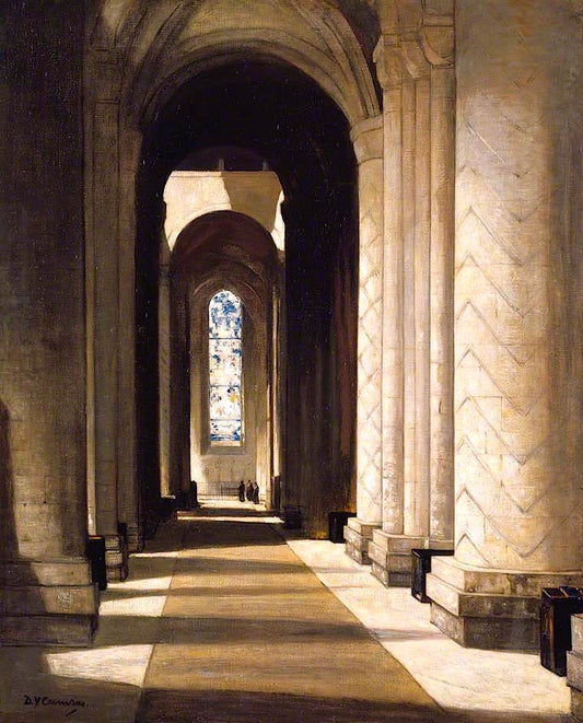 Interior of Durham Cathedral, vintage artwork by Sir David Young Cameron, RA, 12x8" (A4) Poster