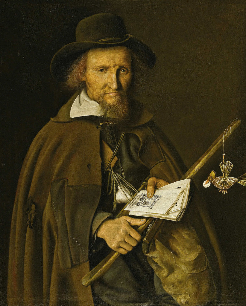 Portrait of a Print Seller, vintage artwork by Giacomo Ceruti, 12x8" (A4) Poster