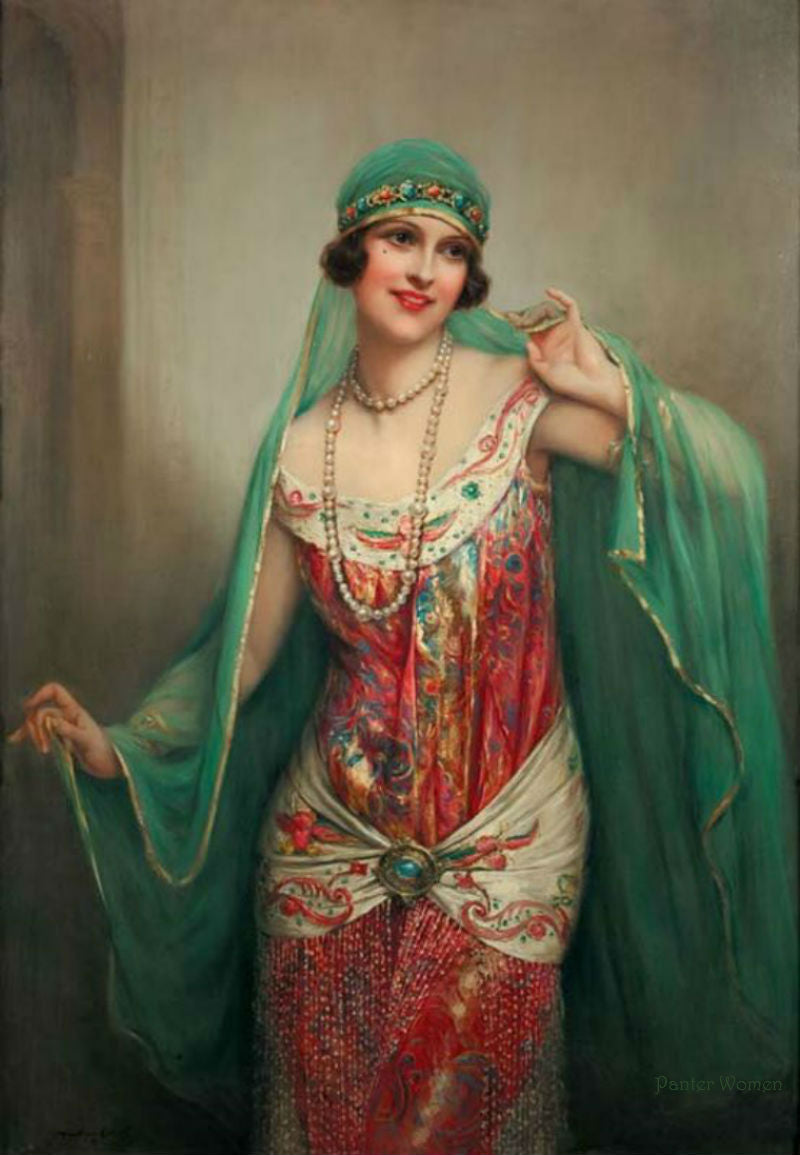  Eastern European Woman with Pearls by Franaois Martin-Kavel,A3(16x12")Poster