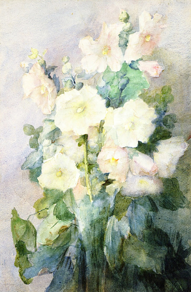 Hollyhocks by Julian Alden Weir,A3(16x12")Poster