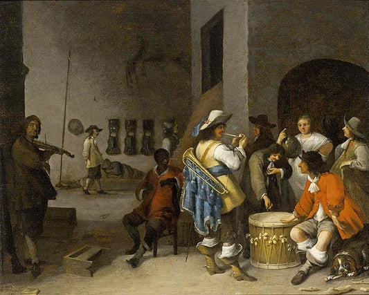 Scene in a Guardroom Interior, vintage artwork by Anthonie Palamedesz, 12x8" (A4) Poster