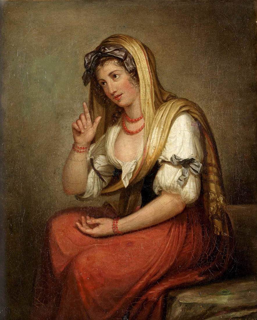 Portrait of Lady Emma Hamilton as a Neapolitan Peasant, vintage artwork by Robert Fagan, 12x8" (A4) Poster