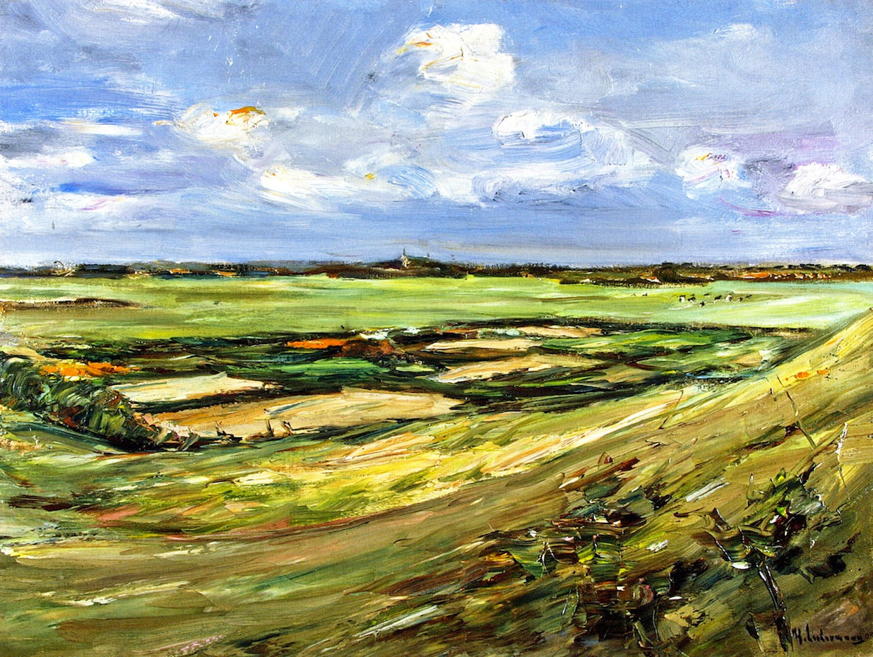 Dunes at Noordwijk - Landwards View from a Dune, vintage artwork by Max Liebermann, 12x8" (A4) Poster