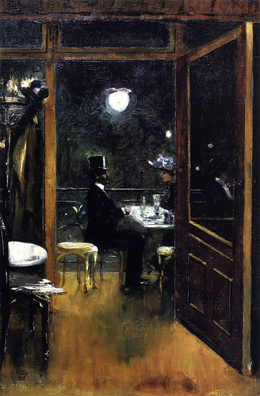 Cafe Bauer by Lesser Ury,A3(16x12")Poster