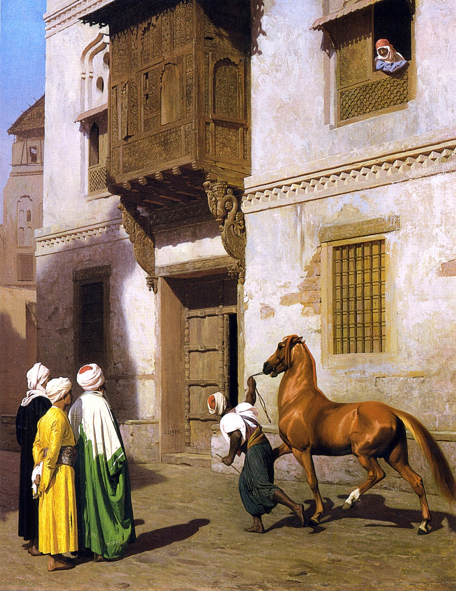 Horse Merchant in Cairo, vintage artwork by Jean-Leon Gerôme, 12x8" (A4) Poster