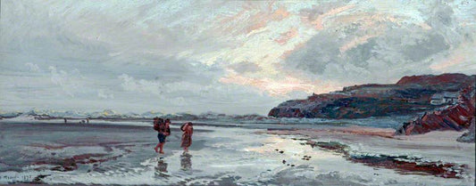 Seascape (Mussel Gatherers), vintage artwork by Henry Moore, 12x8" (A4) Poster