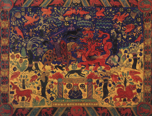Fight with a Dragon, vintage artwork by Nicholas Roerich, 12x8" (A4) Poster