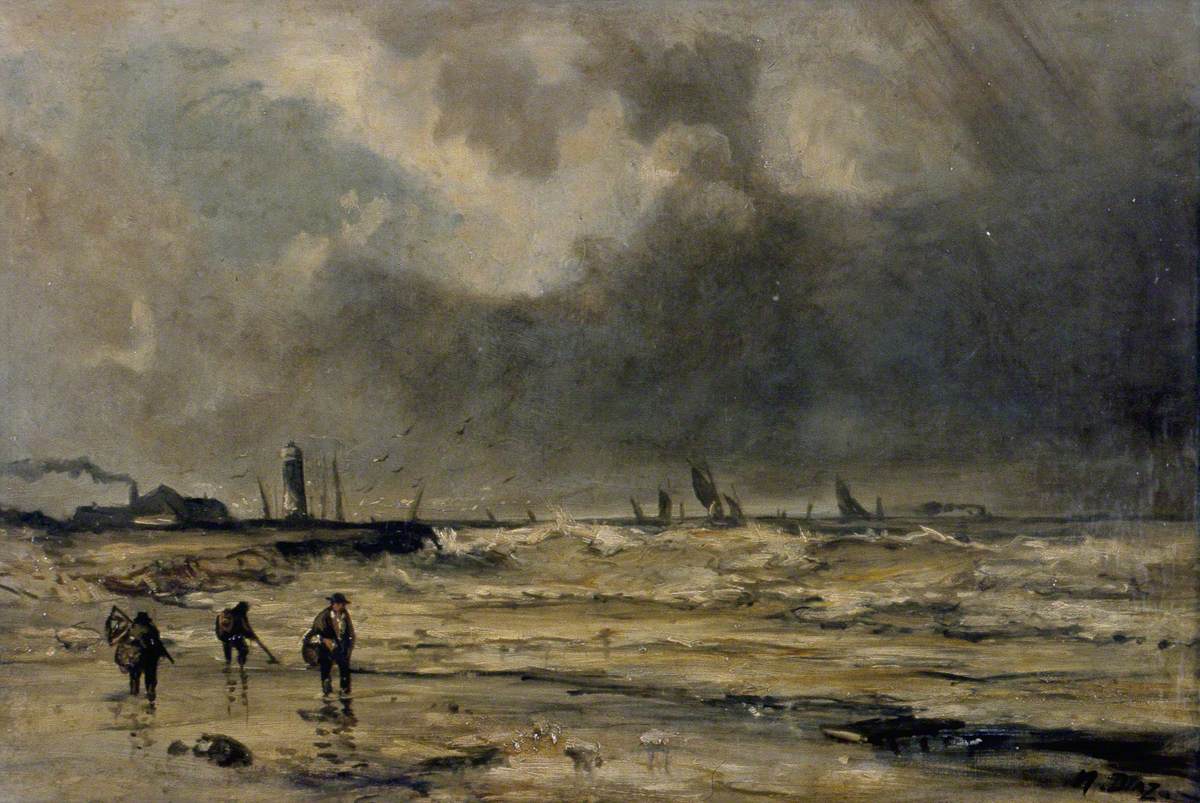 The Approaching Storm on the Coast Near Bolougne, France, vintage artwork by Narcisse Dìaz de la Peña, A3 (16x12") Poster Print