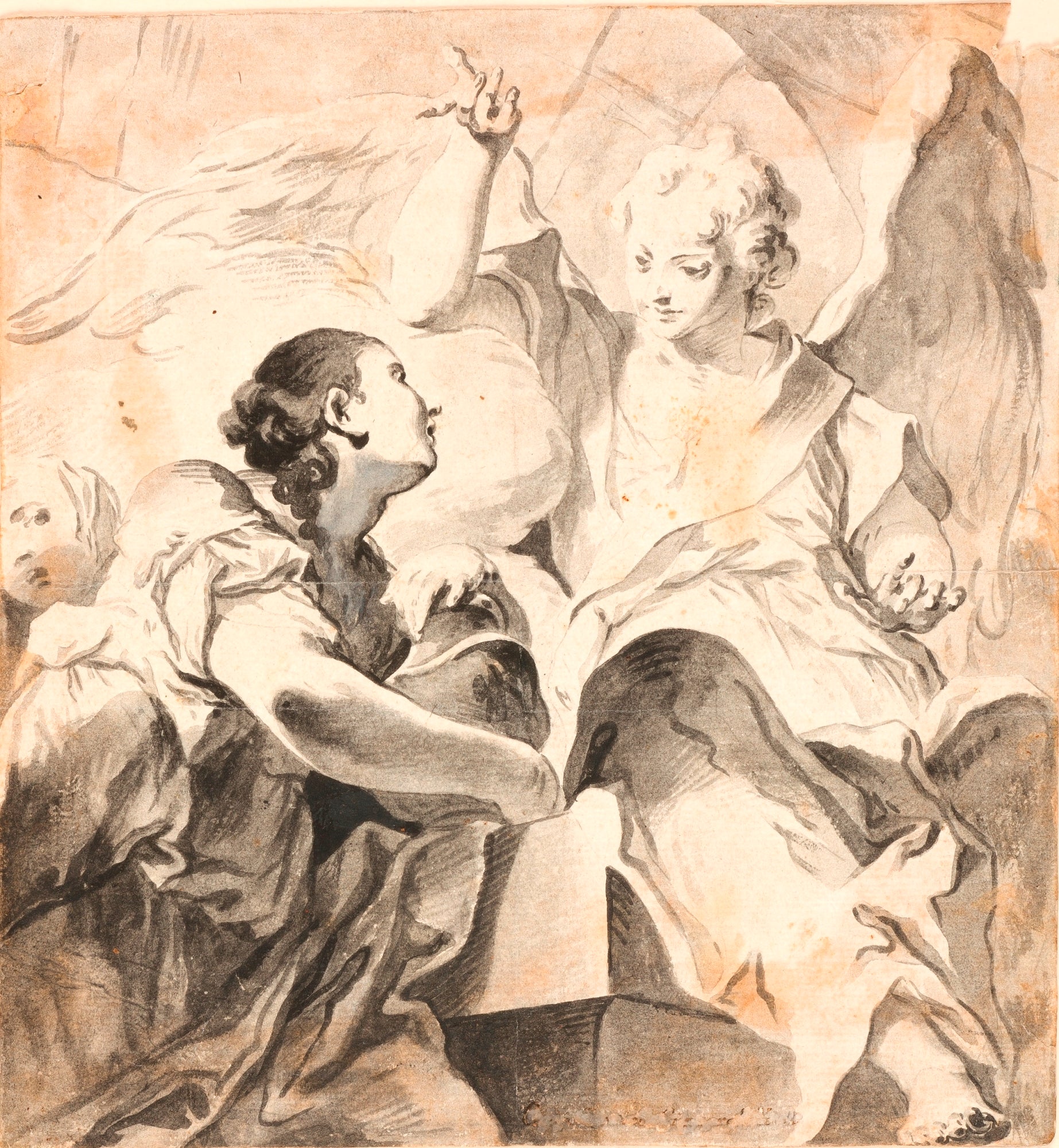 Mary Magdalene at the tomb of Christ, vintage artwork by Gianbettino Cignaroli, 12x8" (A4) Poster
