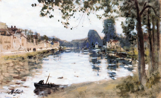 Banks of a River, vintage artwork by Pierre-Eugène Montezin, 12x8" (A4) Poster