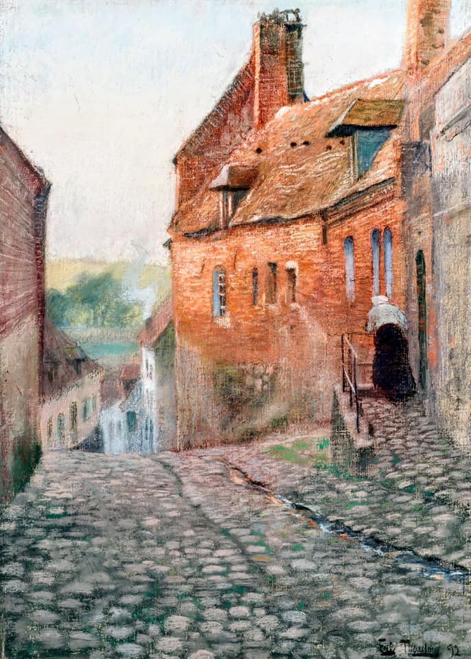 Montreuil-sur-Mer, France, vintage artwork by Fritz Thaulow, 12x8" (A4) Poster